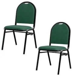 Kit 2 Cadeiras Hoteleiras Auditório Empilhável Linho Z33 Verde - Mpoze
