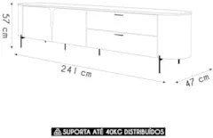 Rack Bancada de TV 75 Pol 241cm Celi D04 Off White - Mpozenato