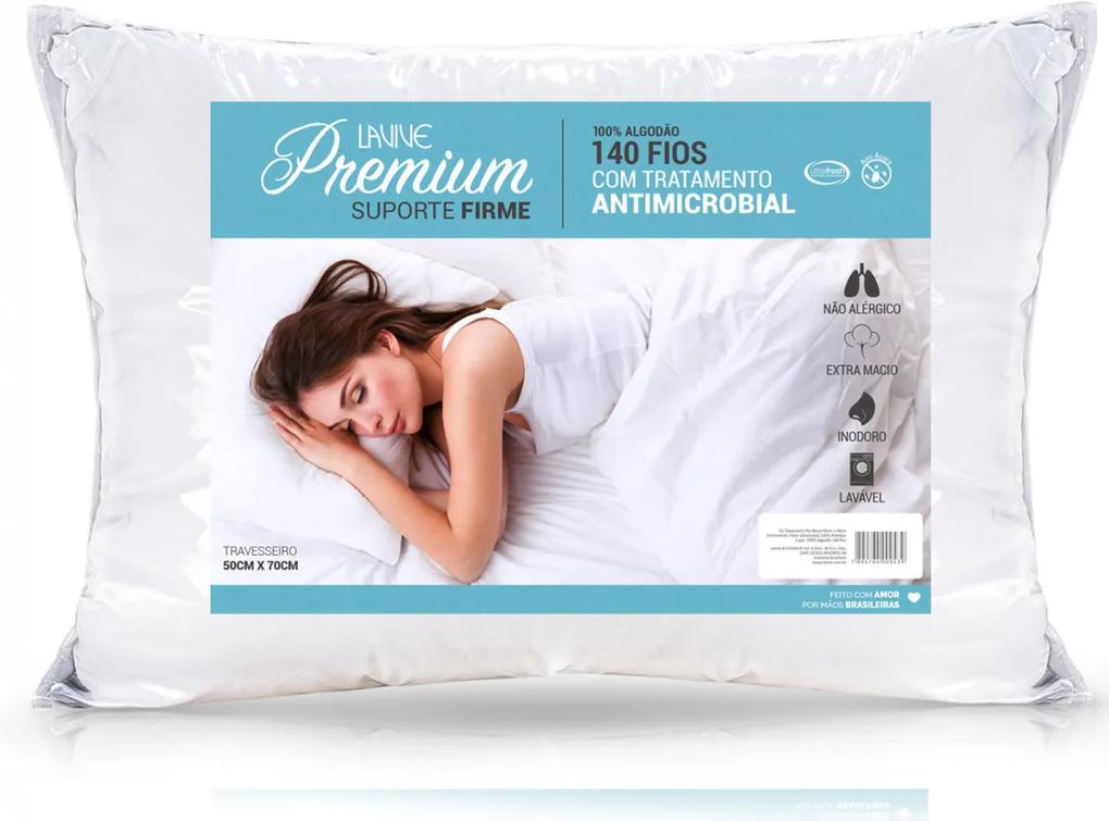 Travesseiro Siliconado Premium Suporte Extra Firme 100% Algodão 140 Fios