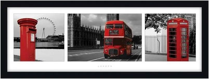 Quadro Decorativo Poster Paisagem Londres Red Bus S/ Vidro 90x30cm