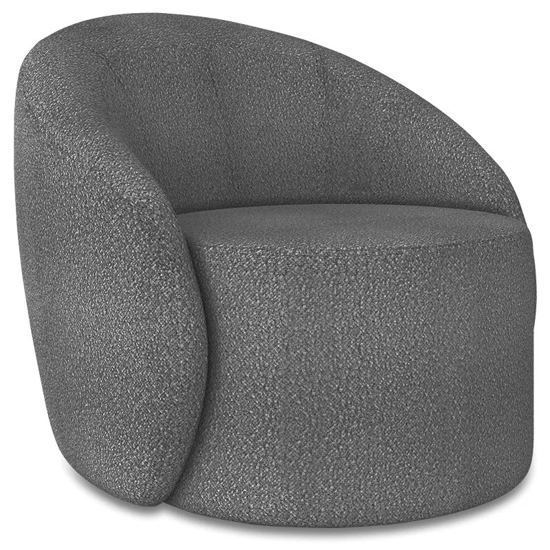 Poltrona Decorativa Orgânica Giratória Lua Bouclê Grafite D03 - D'Rossi
