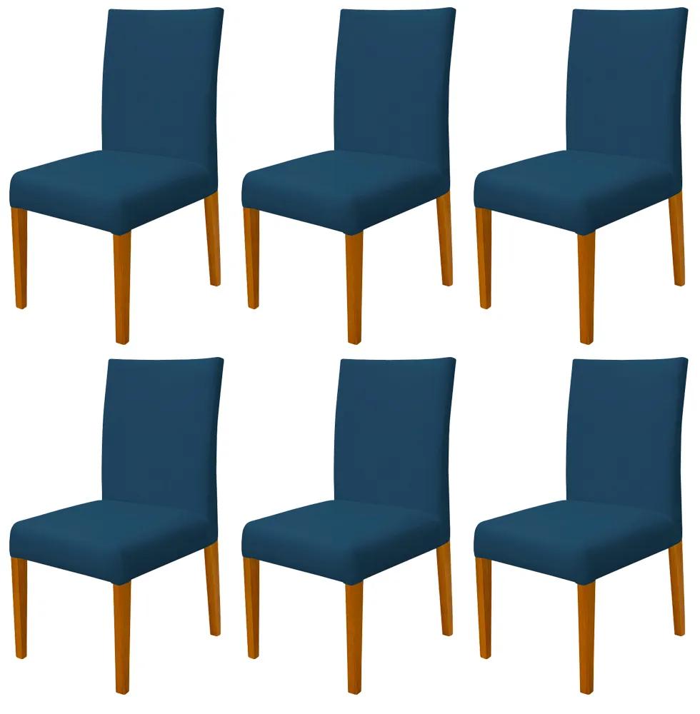 Kit 6 Cadeiras de Jantar Milan Veludo Azul Marinho