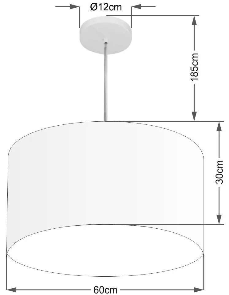 Lustre Pendente Cilíndrico Vivare Md-4080 Cúpula em Tecido 60x30cm - Bivolt