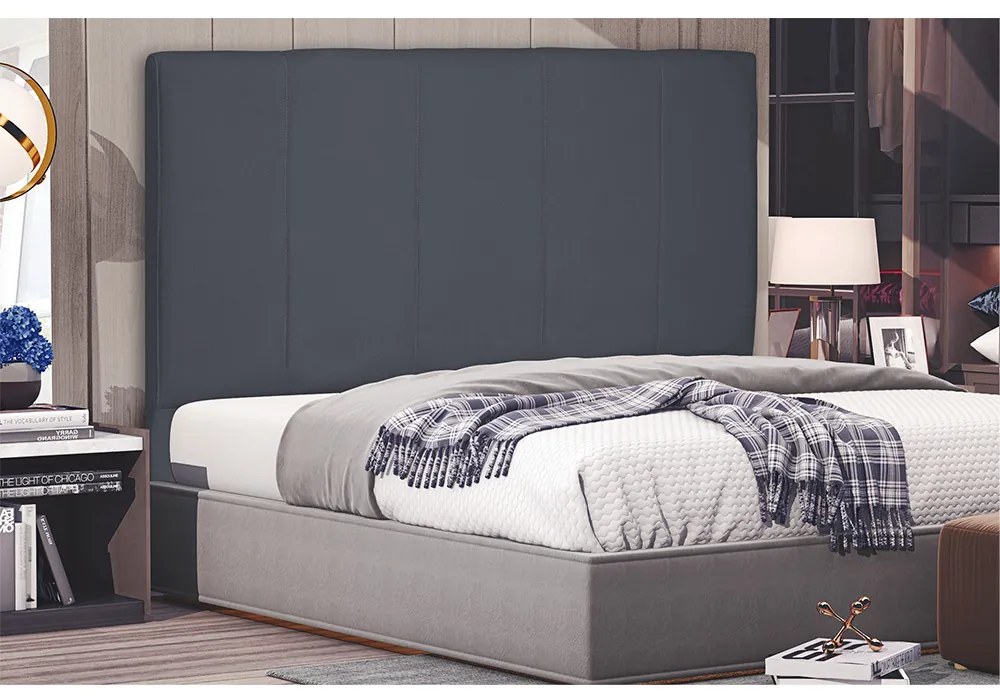 Cabeceira Arizona Para Cama Box Solteiro 90 cm Suede - D'Rossi - Cinza