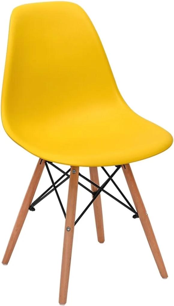 Cadeira Charles Eames Eiffel Dkr Wood Império Brazil Design Amarela