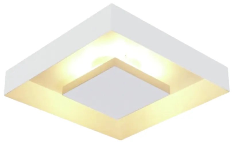 Plafon Home Quadrado De Sobrepor 33,5X33,5X8Cm 02Xe27 - Usina 251/4E (BT - Branco Texturizado + BR-F - Branco Fosco)
