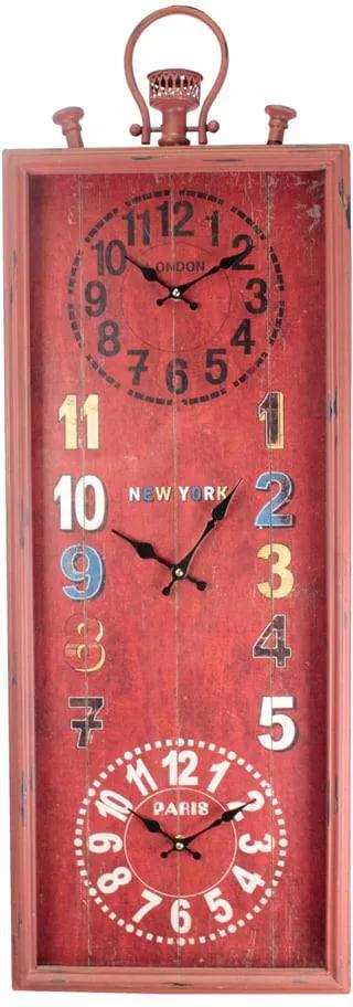 Relógio de Parede Mundial Tripred Vermelho Oldway - 101x35x7 cm