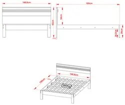 Cama de Casal Madeira CM8009 Nogal/Branco - Tecno Mobili