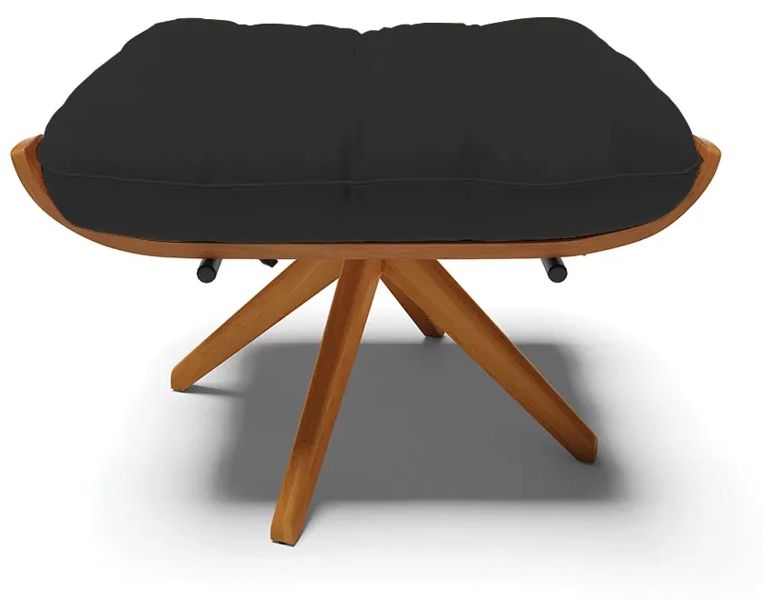 Puff Giratório Costela kit 2 Veludo Base de Madeira MA30 M11 - D'Rossi - Preto