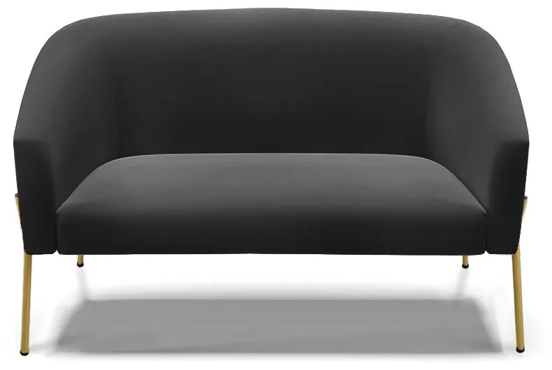 Sofá 2 Lugares Namoradeira Pé de Ferro Dourado Stella Suede D03 - D'Rossi - Preto