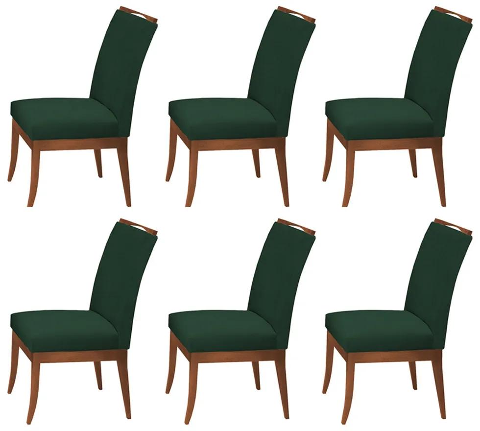 Conjunto 6 Cadeiras Sala de Jantar Lana Aveludado Verde