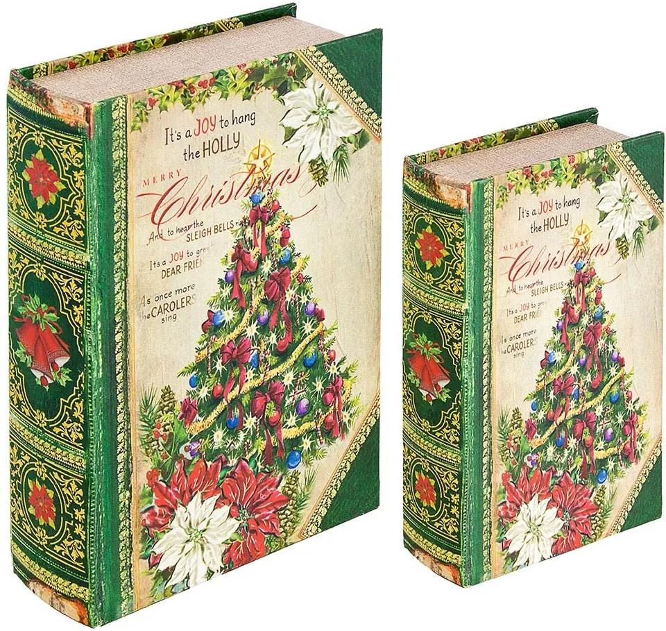 Book Box Conjunto 2 Peças Christmas Tree Oldway - 27x18x7cm