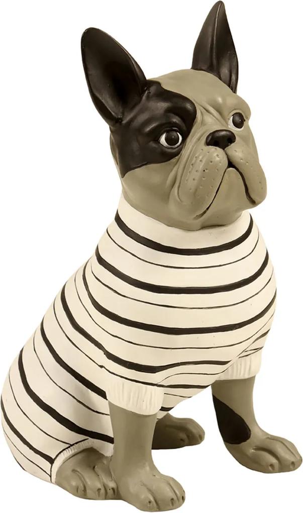 Estatueta Cachorro Suéter Listrado - 27cm