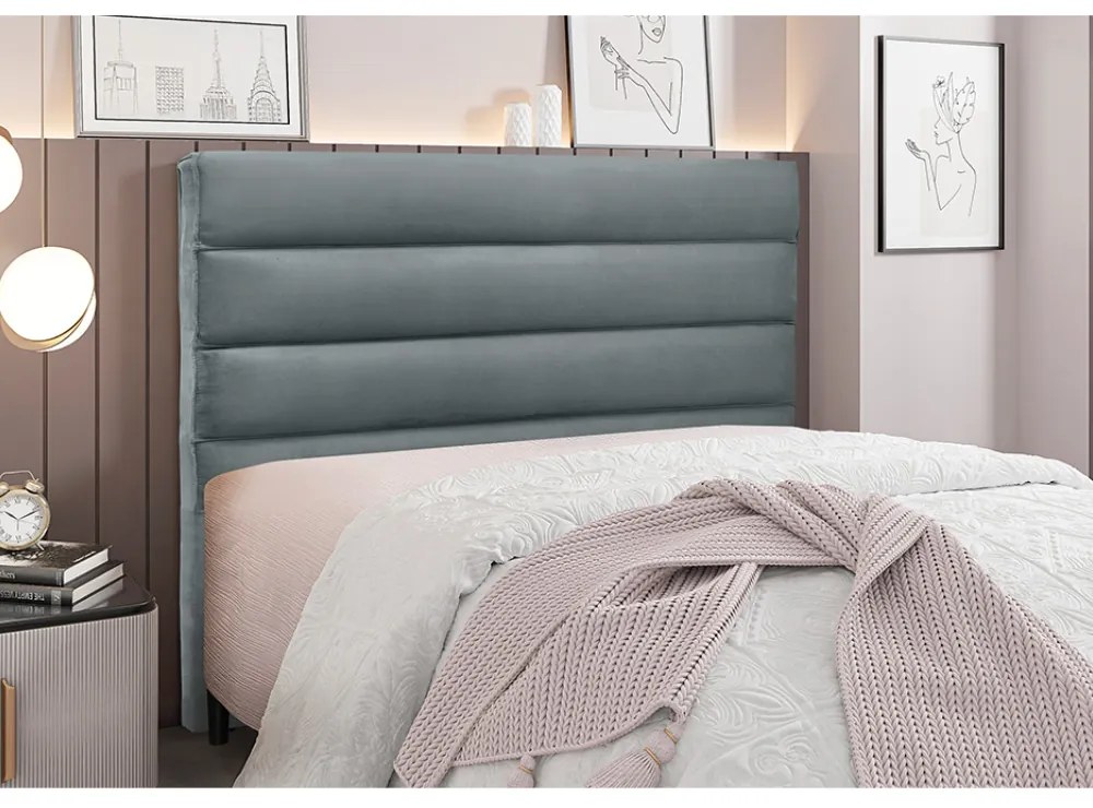 Cabeceira Cama Box Solteiro 90 cm Arles Veludo S04 - D'Rossi - Cinza