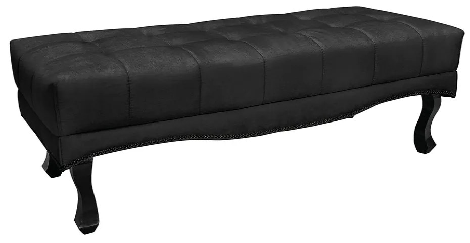 Cabeceira Cama Box Solteiro 90cm e Recamier Vicenza Suede S04 - D'Rossi - Preto