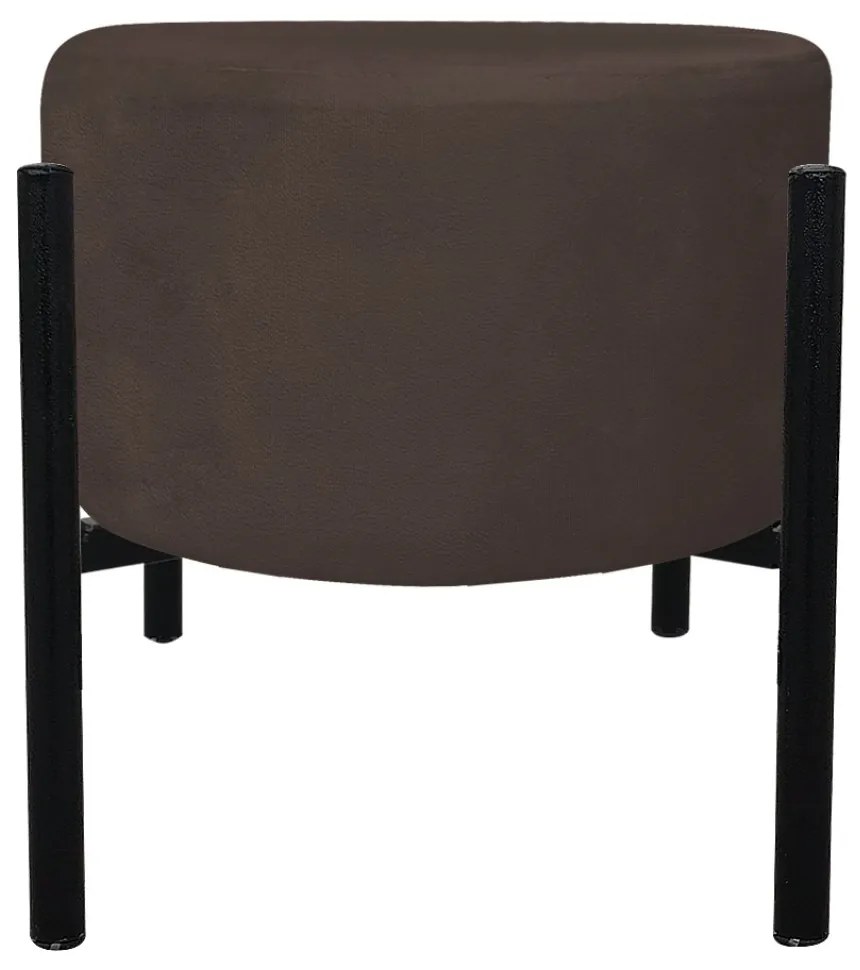 Puff Banqueta Decorativo Industrial Preto Kit 2 Iron Suede D03 - D'Rossi - Marrom