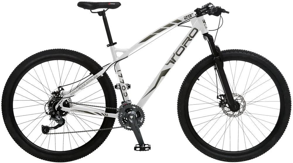 Bicicleta Esportiva Aro 29 Shimano Alívio Suspensão Freio a Disco Toro Quadro 18 Alumínio Branco - Colli Bike