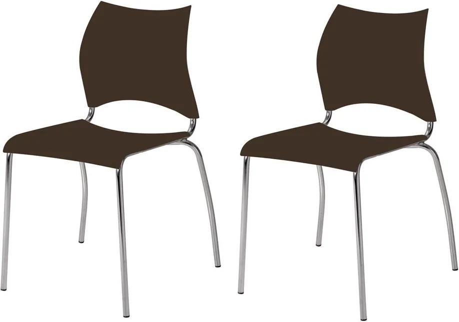 Cadeiras para Cozinha Kit 2 Cadeiras 357 Cacau/Cromado - Carraro Móveis