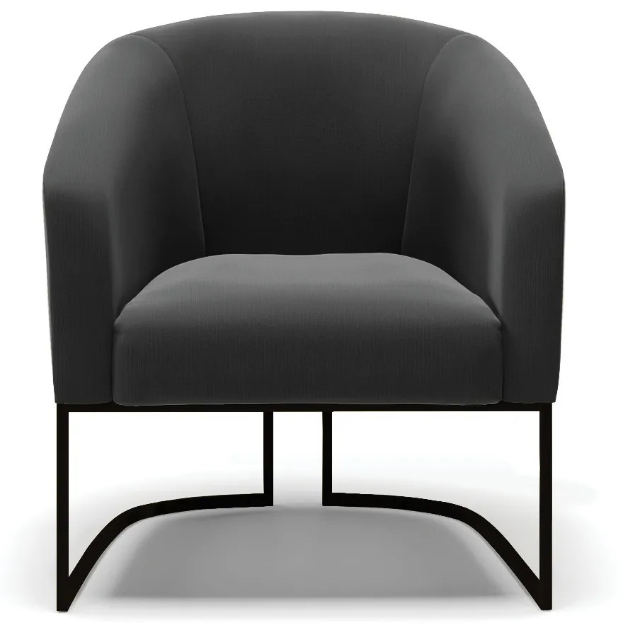 Poltrona Decorativa Industrial Preto Kit 2 Stella Suede D03 - D'Rossi - Preto