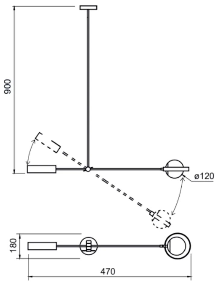 Pendente Viga 47X18X90Cm 01Xg9 Globo Ø12Cm - Usina 50060/1 (CB-V - Cobre Escovado Verniz, Cristal (Transparente))