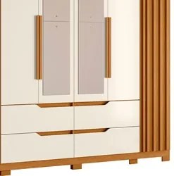 Guarda Roupa Casal 6 Portas Com Espelho 240cm Doble Cinamomo/Off White