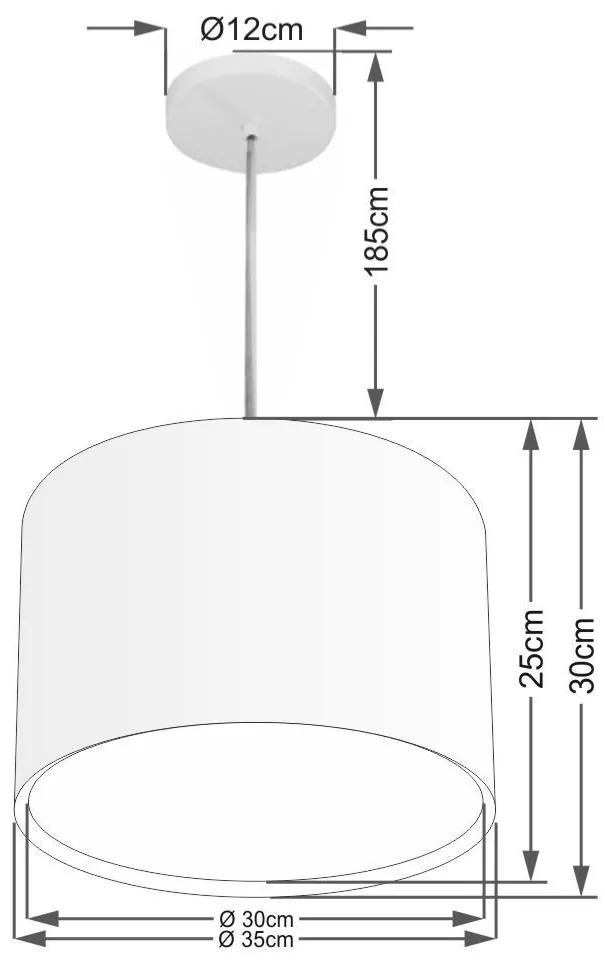 Lustre Pendente Cilíndrico Duplo Md-4285 Cúpula em Tecido 35x30cm Branco - Bivolt