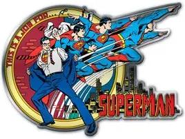 Placa Decorativa de Metal Recortada Super Homem Transformacao DC Comics