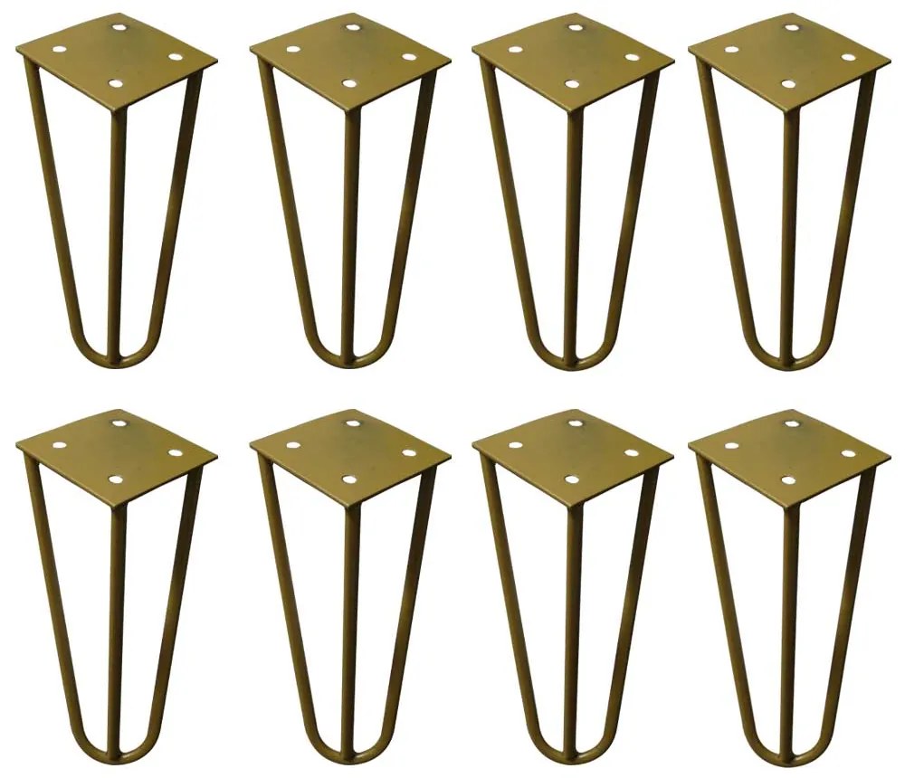 Kit 8 Pés de Metal 15 CM Hairpin Legs Mesas de Centro Puffs Dourado G41