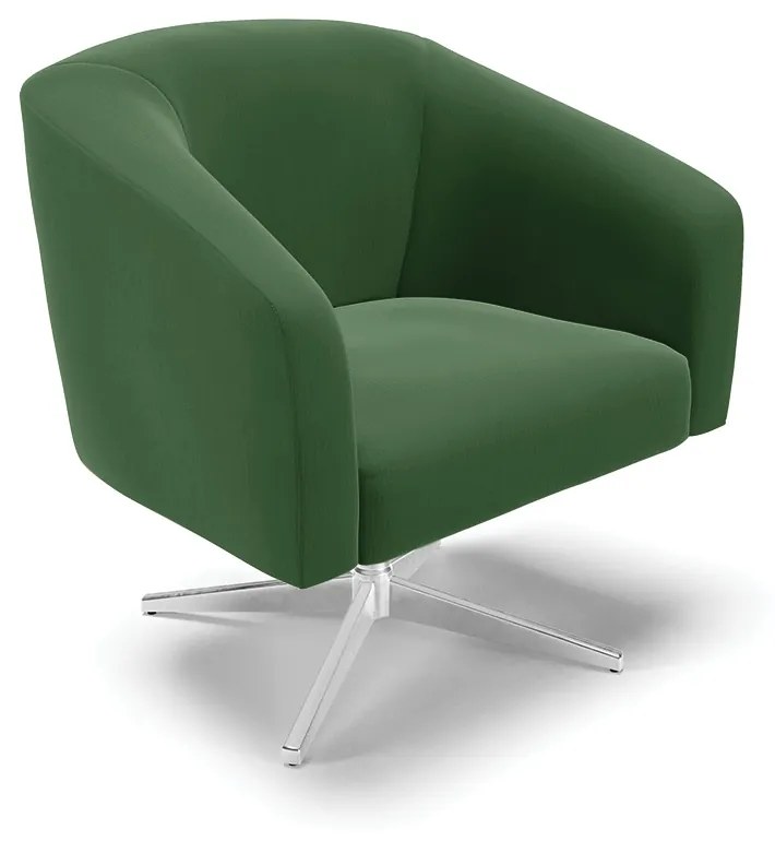 Poltrona Decorativa Giratória Cromada Kit 2 Stella Suede Verde D03 - D'Rossi