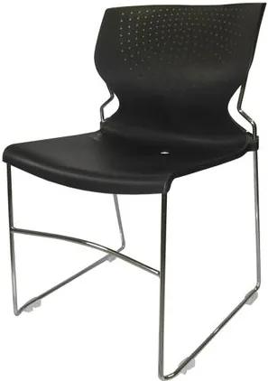 Cadeira Zircon Fixa Cromada Sem Braco Cor Preta - 22994 Sun House