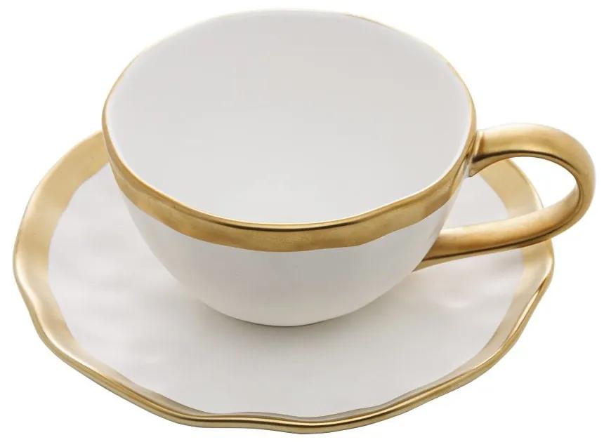 Xícara Chá De Porcelana Dubai Branco E Dourado 200ml 17800 Wolff