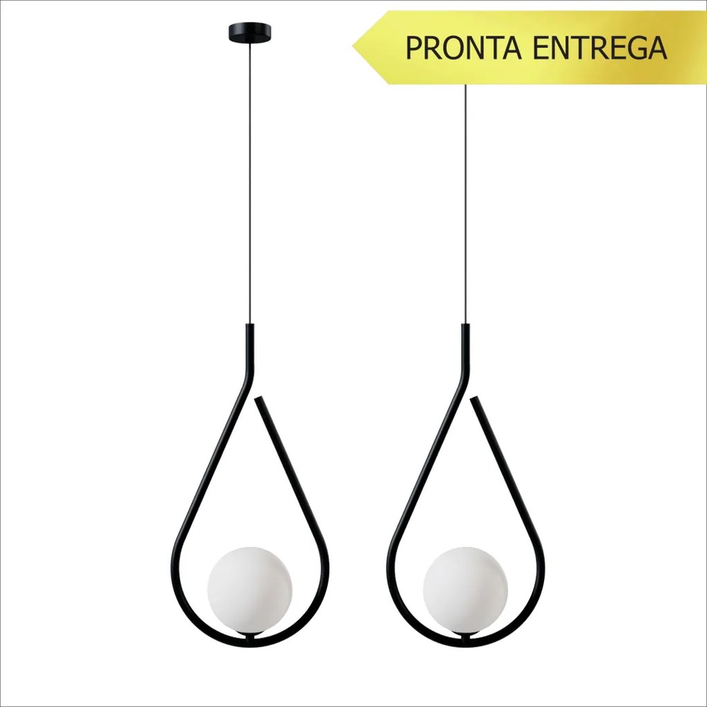 Kit 02 Pendente Gota Globo Ø12Cm C/ Rosca Alumínio 1Xg9 - Qimporta Kit... (CHAMPANHE, FOSCO)