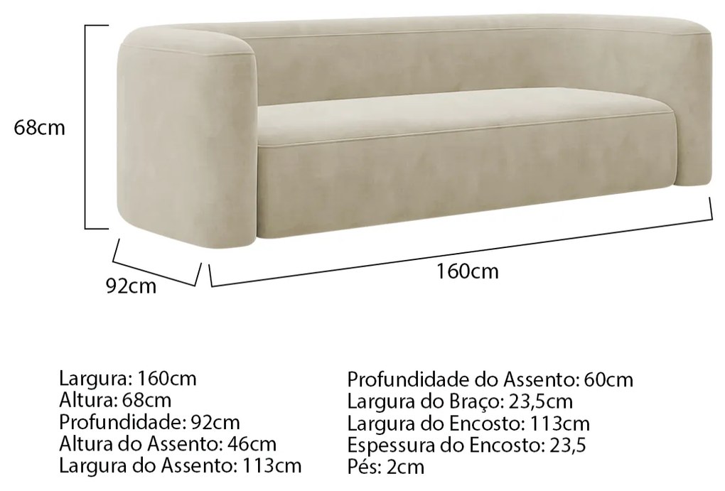 Kit Sofá 2 Lugares 160cm e Poltrona Orgânica Luxo Recepção Melina Bouclé - ADJ Decor