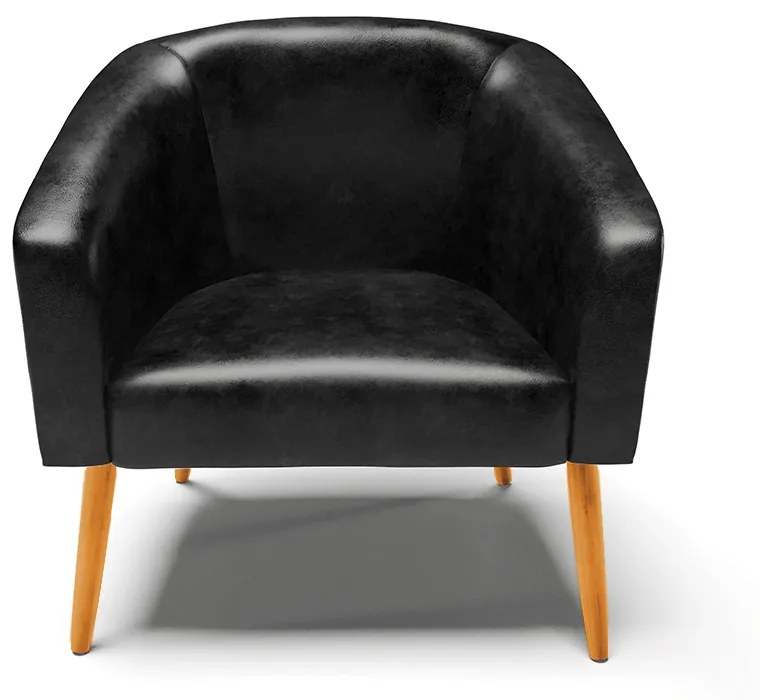 Poltrona Decorativa Pé Palito Castanho kit 2 Stella Sintético PU D03 - D'Rossi - Preto
