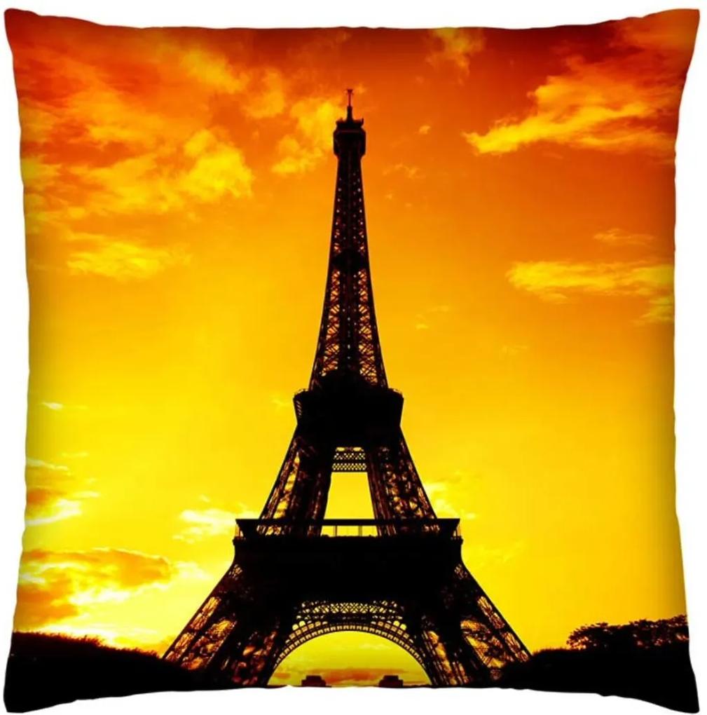 Almofada Colours Creative Photo Decor Torre Eiffel em Paris na França - tamanho 45 x 45 cm Amarelo