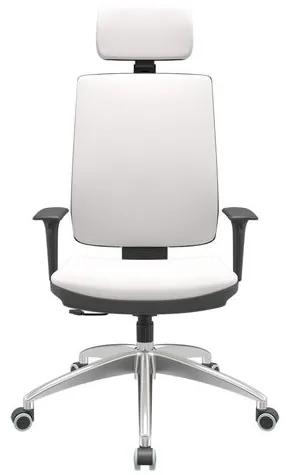 Cadeira Office Brizza Soft Vinil Branco RelaxPlax Com Encosto Cabeca Base Aluminio 126cm - 63512 Sun House