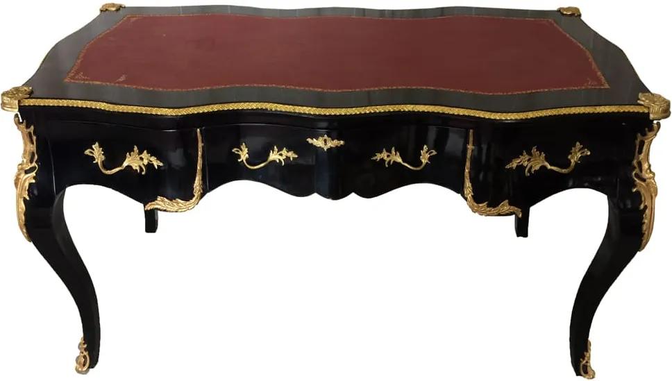 Escrivaninha Luis XV Preta com Detalhes em Dourado - 82x85x160cm