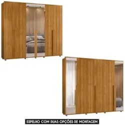 Guarda Roupa Casal 278cm 6 Portas 4 Espelhos Zac Cinamomo Z10 - Mpozen