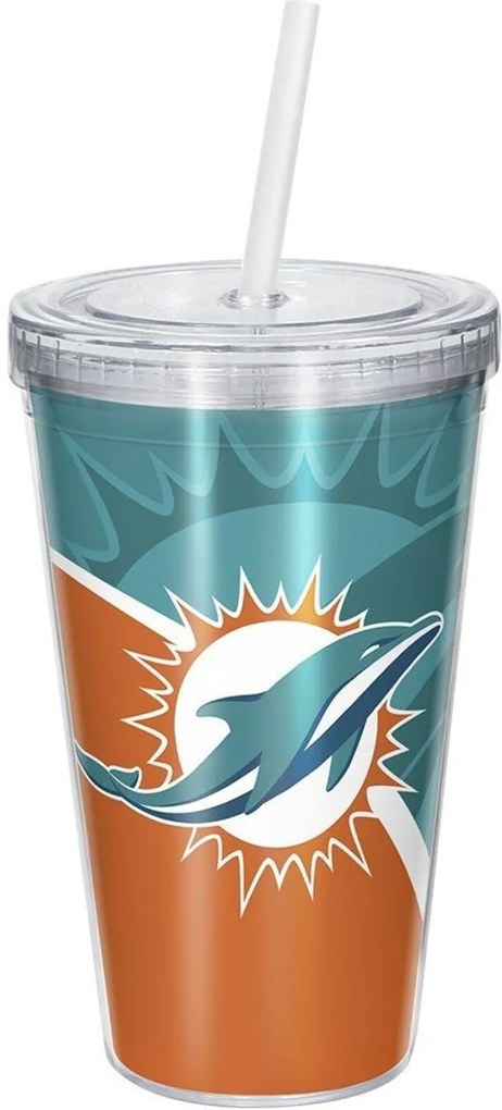 Copo Com Canudo Luxo NFL Miami Dolphins