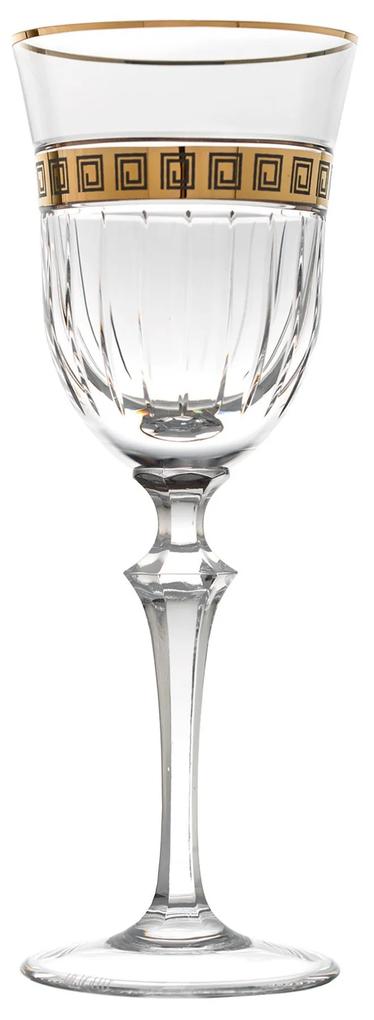 Taça de Cristal Lapidada P/ Água C/ Ouro Alexandria Incolor