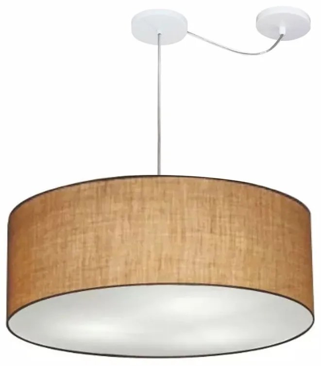 Lustre Pendente Cilíndrico Com Desvio de Centro Vivare Md-4266 Cúpula em Tecido 60x21cm - Bivolt