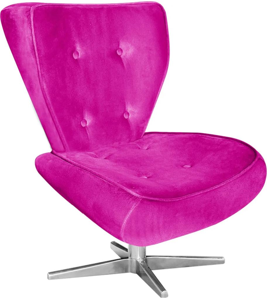 Poltrona Decorativa Tathy Suede Pink com Base Estrela Aço Cromado  - D'Rossi