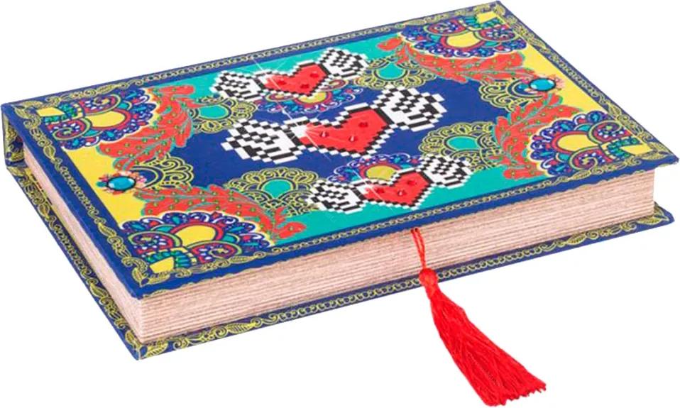 Book Box Amor de Pixel Heart em Madeira Revestida em Tecido