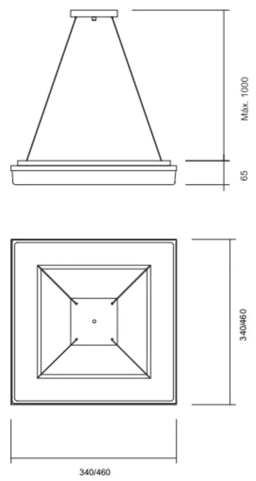 Pendente Vivaz 34X34Cm Led 24,4W Bivolt / Base Fechada | Usina 19021/3... (AV-M - Avelã Metálico, 3000k)