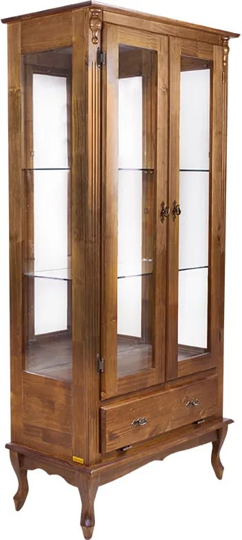 Vitrine 2 Portas com Espelho e Prateleiras de Vidro Imbuia - Wood Prime MY 38072