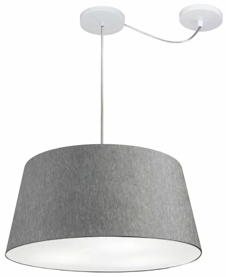 Lustre Pendente Cone Com Desvio Md-4282 Cúpula 21/40x50cm Rustico Cinza - Bivolt