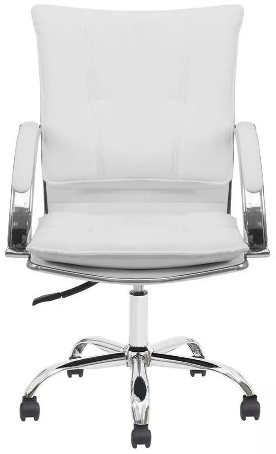 Cadeira de Escritório Diretor Desenho Italiano Steven em Aço Cromado Base Giratória Branco G31 - Gran belo