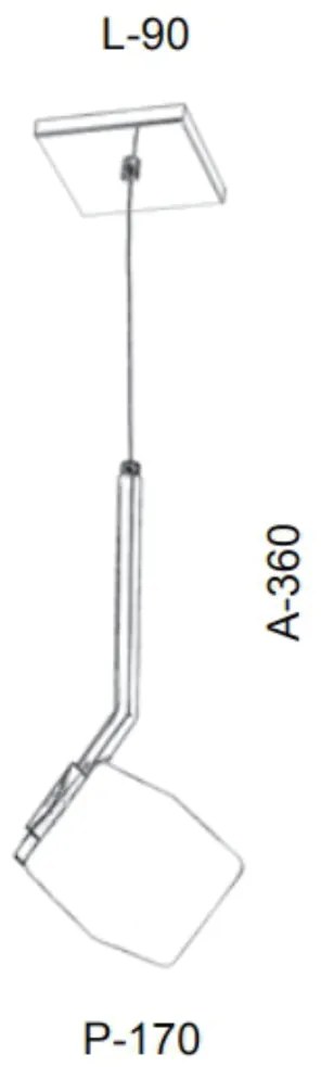 Pendente Golf Vidro Quadrado 09X36X17Cm Metal E Cubo 01Xg9 | Old Artis... (GRAFITE, FOSCO (BRANCO))
