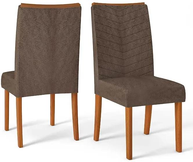Conjunto 2 Cadeiras Lucila Rústico Terrara Tecido Pena Marrom