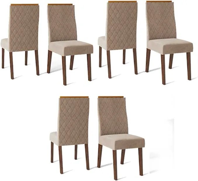 Conjunto 6 Cadeiras Cássia Rústico Malbec Tecido Veludo Kraft